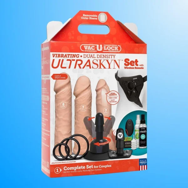 Vac-U-Lock Vibrating Dual Density Ultraskyn 3 Dong Set With Wireless Remote — image 13 of 25