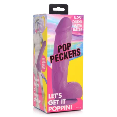 Pop Pecker 8 25 Inch Dildo With Balls Purple