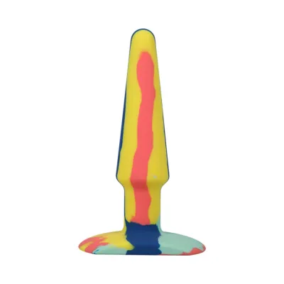 A play Groovy Silicone Anal Plug 5 In Multi colored Yellow