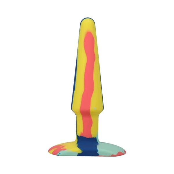 A-play Groovy Silicone Anal Plug 5 In. Multi-colored, Yellow