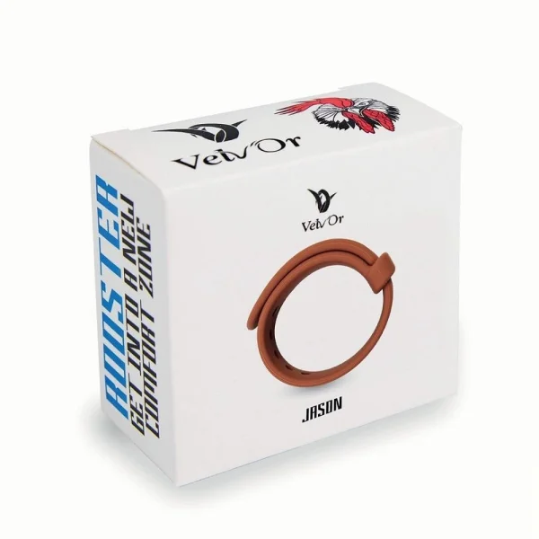 Velv'Or Rooster Jason Adjustable Hard Silicone Cock Ring - Brown — image 9 of 13