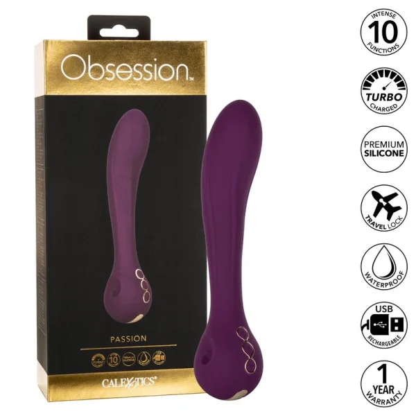 Obsession Passion Rechargeable Waterproof Silicone G-Spot Vibrator By CalExotics - Purple