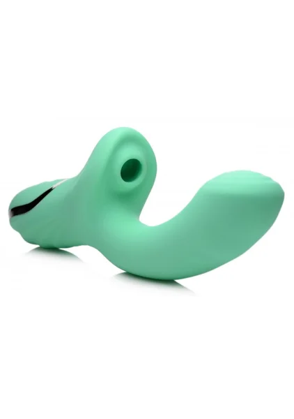 Shegasm 10X Minty Silicone Pressure Wave Clitoral Stimulator With G-Spot Vibrator - Teal