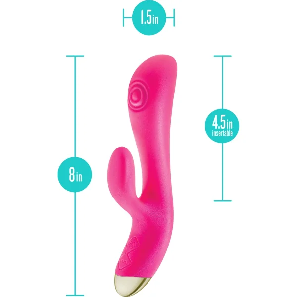 Aria Pleasin' AF Silicone Waterproof Dual Stimulation Vibrator By Blush - Fuchsia