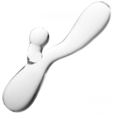 Glacier Glass Clear Curved G Spot Rabbit Dildo 7 5 Inch