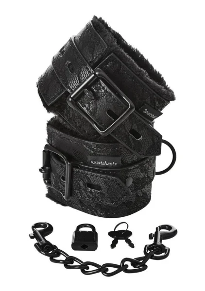 Sincerely Lace Fur Lined Hand Cuffs by Sportsheets