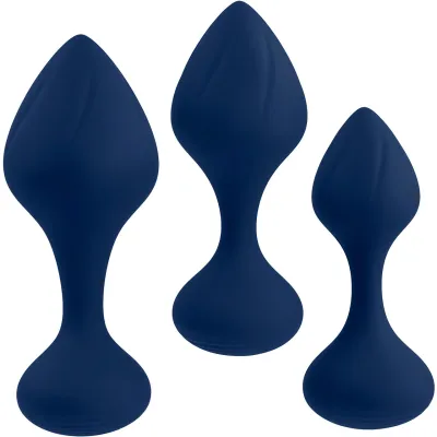 Playboy Pleasure Tail Trainer Silicone 3 Piece Anal Training Kit Navy