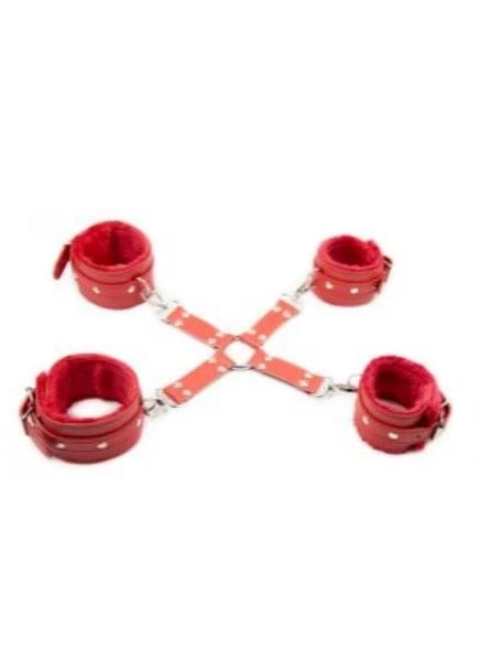 Hog Tie Restraint With Faux Fur Cuffs