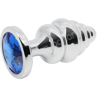 Hidden Treasures Silver Blue Ribbed Gem 2 9 Butt Plug