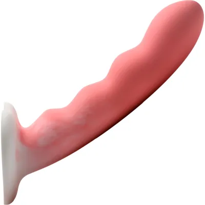Simply Sweet Wavy 8 Silicone G Spot Suction Cup Dildo Pink White