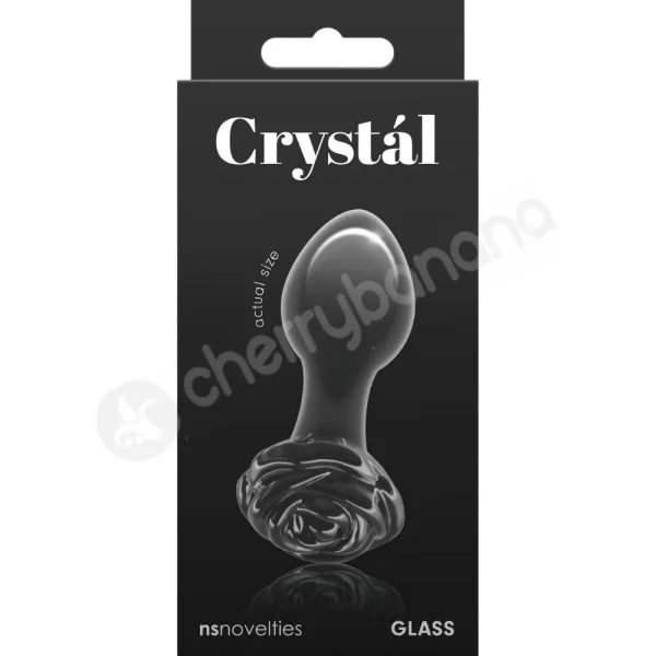 Crystal Rose Black Glass 2.8" Butt Plug