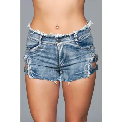 Buckled Down Denim Shorts L Blue L