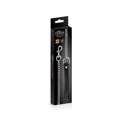 Fetish Tentation Premium Metal Leash with Leather Handle