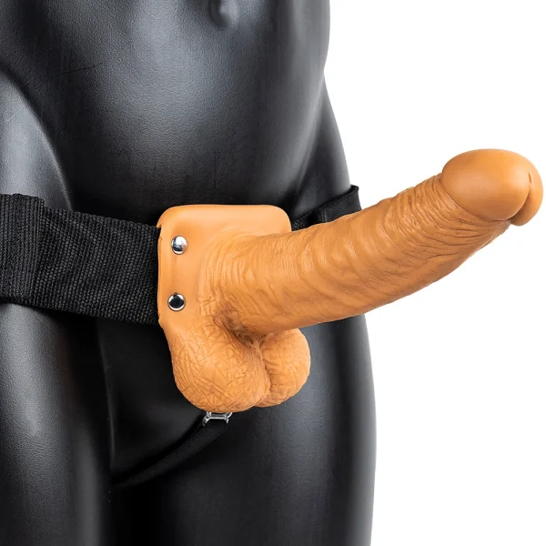 Real Rock Hollow Vibrating 7 Inch Ballsy Strap-On