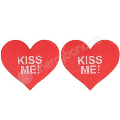 Cherry Banana Kiss Me Red Heart Shaped Nipple Pasties 2 Pack