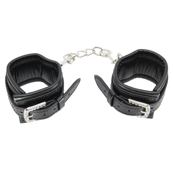 Love In Leather Faux-Leather Cuffs with Diamantes