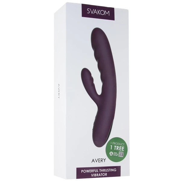 SVAKOM Avery Rechargeable Waterproof Silicone Dual Stimulation Vibrator - Purple