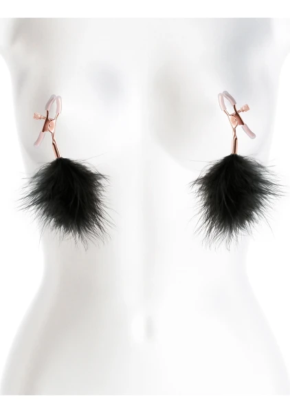 Bound Adjustable F1 Feather Nipple Clamps by NS Novelties - Rose Gold & Black