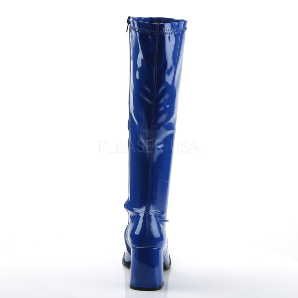 GOGO-300 - 3" Block Heel ST Gogo Boots, Navy Blue, Side Zip — image 4 of 4