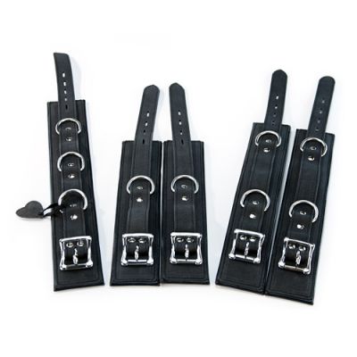 Smooth leather wrist and ankle cuffs kit