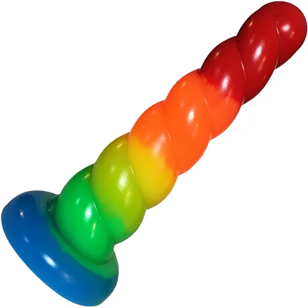 Split Peaches Unicorn Horn Silicone Dildo Rainbow - Small
