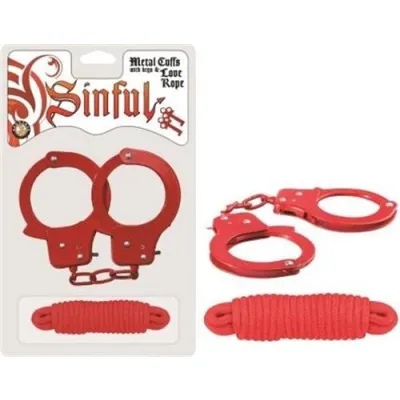 Sinful Metal Cuffs With Keys Love Rope