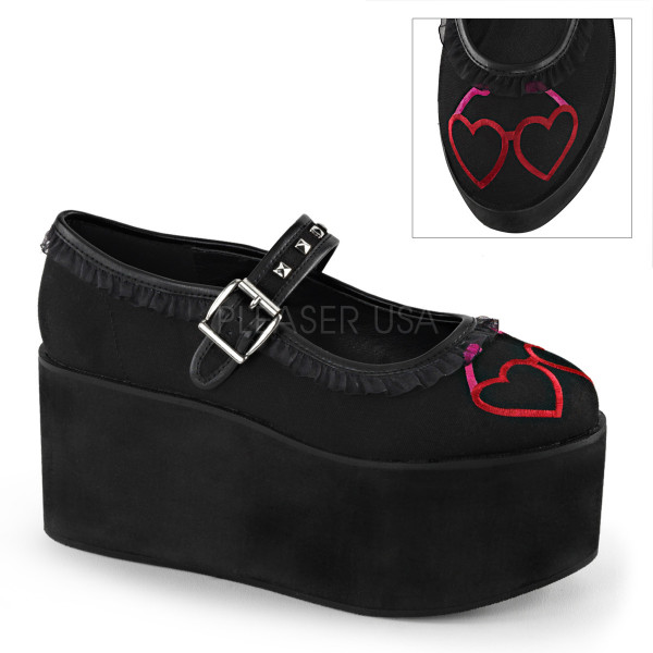 3 1/4 inches PF Mary Jane w/Heart Eyeglasses Embroidery & Studs