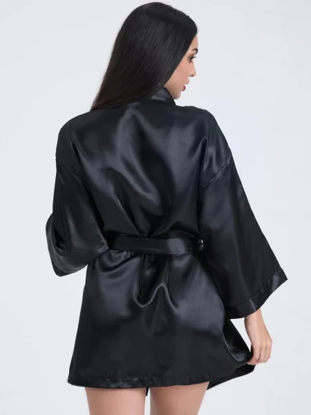 Lovehoney Short Black Satin Robe