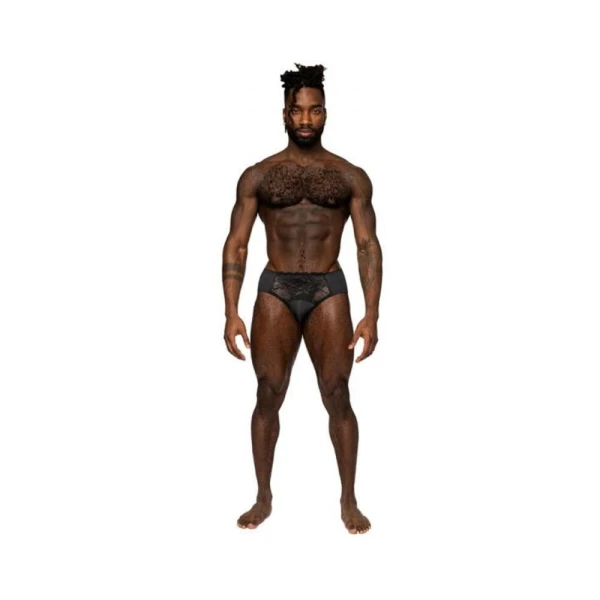 Men's Clothing: Male Power Sassy Lace Bikini Solid Pouch Black S