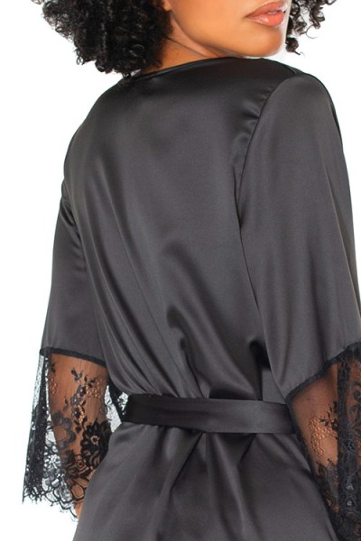 Coquette Nightshade Black Satin Robe