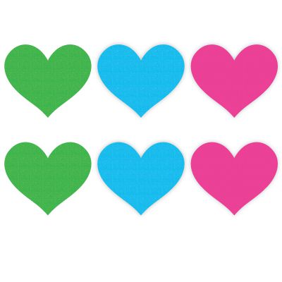 Neon Heart 3 Pk Pasties Green Blue Pink
