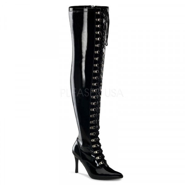 DOMINATRIX - 3024X - 5" Heel, Wide Width/Shaft, Lace Up Thigh High Boot,Plus