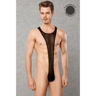 Transparent Men s Bodysuit Black Medium