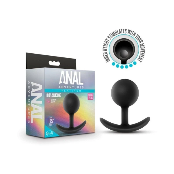 Blush Anal Adventures Platinum Silicone Vibra Plug - Black