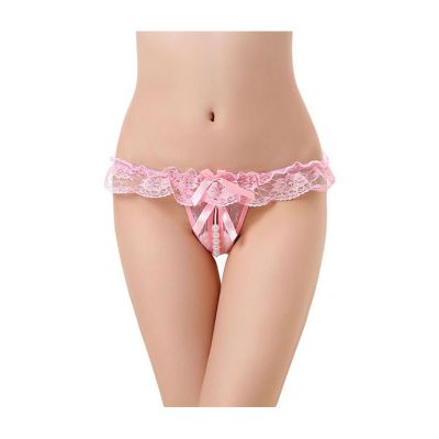 Sheer Delight Crotchless G string Pink One Size