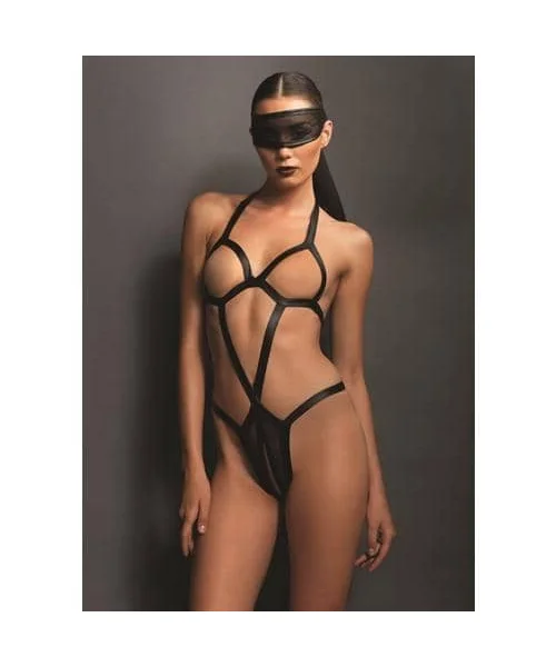 Kink Open Cup Teddy With Crotchless Panty and Mask