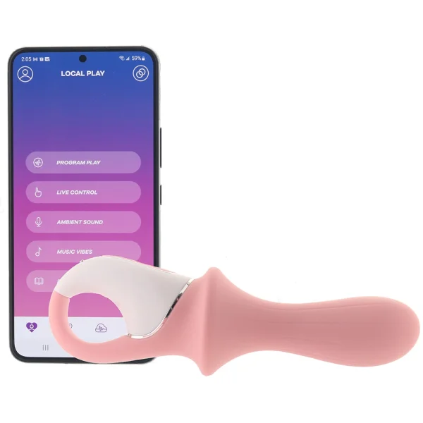Satisfyer Air Pump Booty 5+ App Enabled Inflatable 12-Function Vibrating Anal Probe - Pink