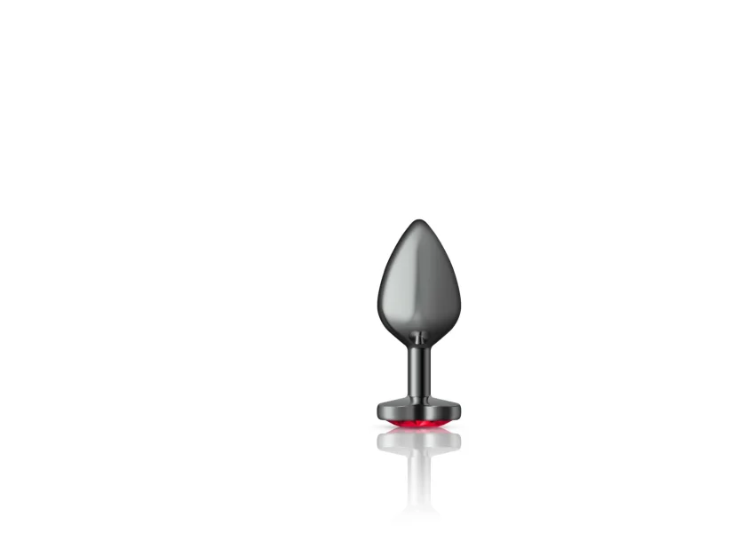 Cheeky Charms - Gunmetal Metal Butt Plug - Heart - Dark Red - Medium