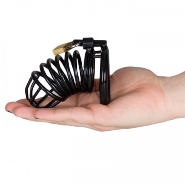 Torment Black Stainless Steel Spiral Chastity Cage