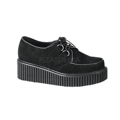 CREEPER 101 2 P F Goth Punk Rockabilly Creeper Blk Suede Shoe