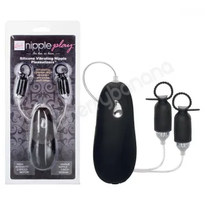 Nipple Play Black Silicone Vibrating Nipple Pleasurizers
