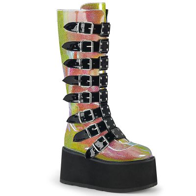 3 1 2 inches PF Knee High Boot w 8 Buckle Straps Back Metal Zip