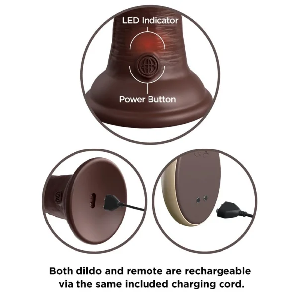 King Cock Elite 9 Inch Dual Density Vibrating Cock Flesh Brown — image 7 of 25