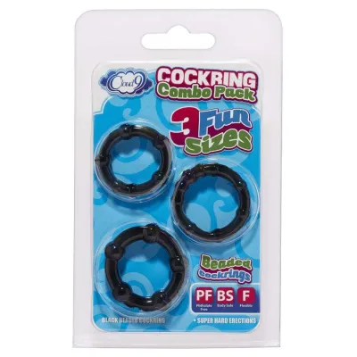 Cockring Combo Beaded Black
