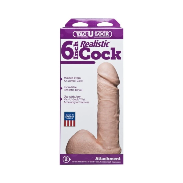 Vac-U-Lock 6" Realistic Dildo - Beige
