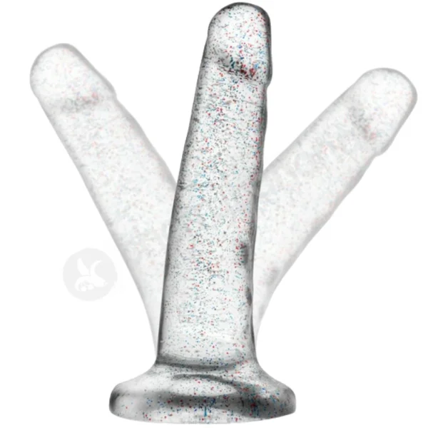 Naturally Yours Clear Glitter Dildo With Suction Cup Base