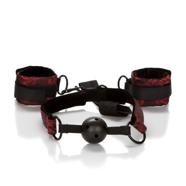 Scandal Breathable Ball Gag With Cuffs by CalExotics