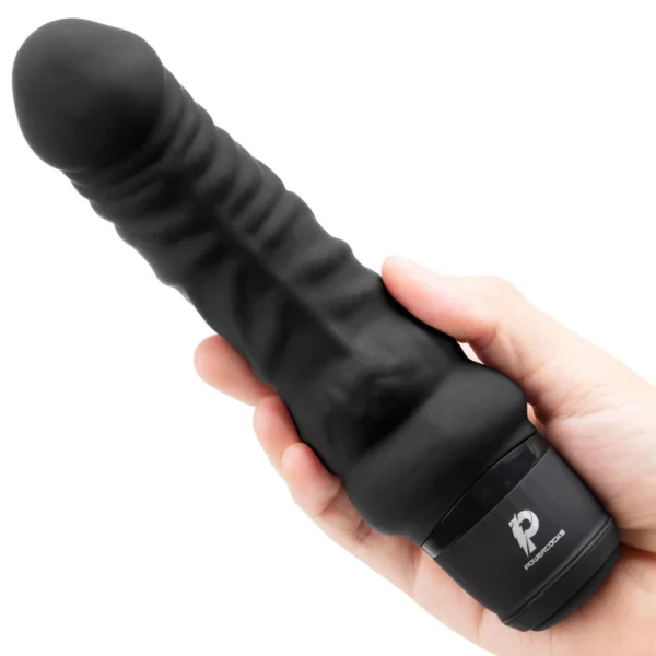 Powercocks Realistic Silicone Waterproof Rechargeable 6" Vibrator - Black