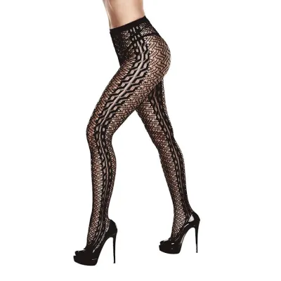Braided Jacquard Pantyhose Black One Size