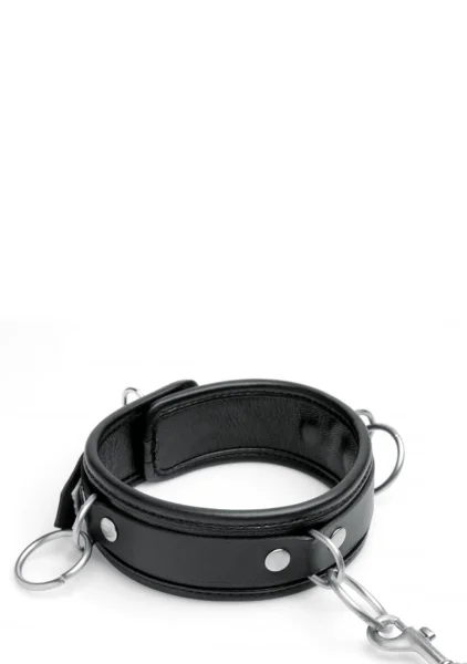 Mistress Isabella Sinclaire 3 Ring Leather Collar with Leash